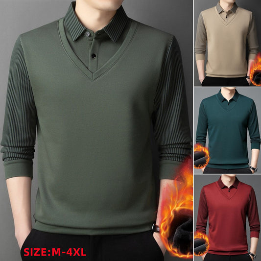👔🔥【50% zniżki】🔥Męski dwuczęściowy sweter ze sztucznej szenili z aksamitem i pogrubieniem zapewniającym ciepło