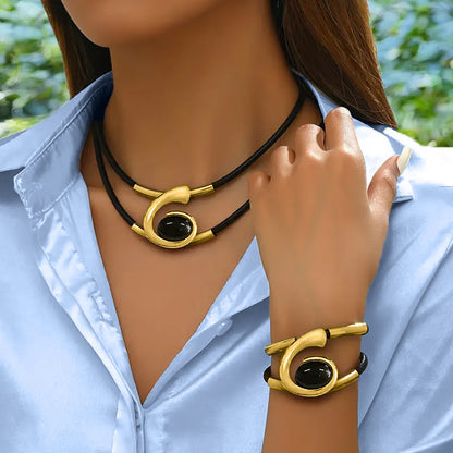 ✨Nowość, gorąca wyprzedaż🔥【Kup jeden, a drugi dostaniesz gratis】Zestaw naszyjnika i bransoletki w stylu boho z kamieniami szlachetnymi.wysoka jakość, modny i trendy