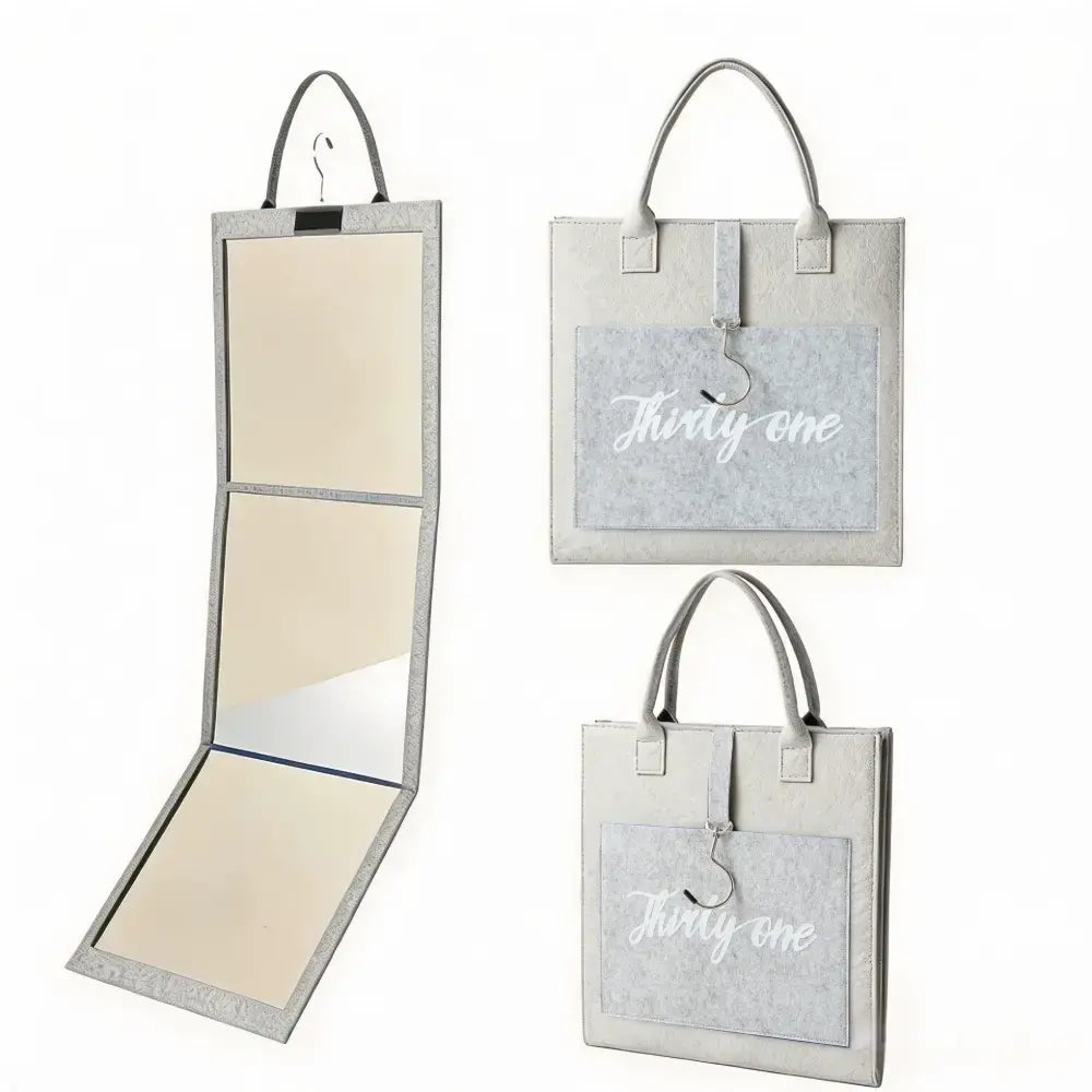 👗👜 Sklopivo, prijenosno putno ogledalo pune visine, opremljeno ručkom za nošenje i zaštitnom futrolom od filca otpornom na udarce – dizajnirano poput mape ✨