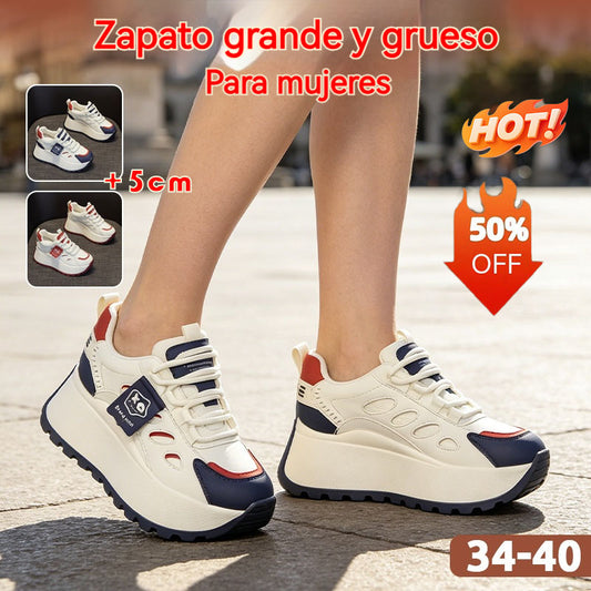 👟✨【+5 cm de altura】Zapatillas casual de estilo deportivo con suela gruesa – Modernas, cómodas y fáciles de combinar 💫