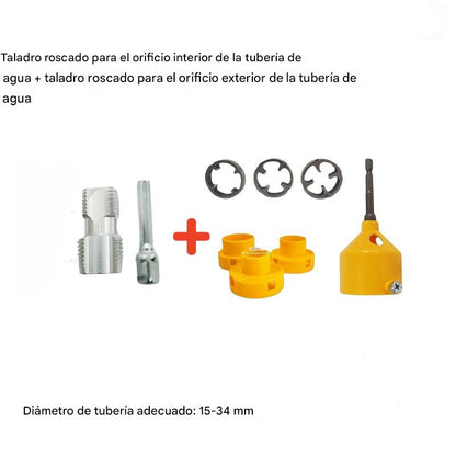💧【Juego de herramientas para abrir roscas internas + orificios de roscas externas】 Accesorio de Roscado para Tuberías de Agua ✅️Pago contra entrega