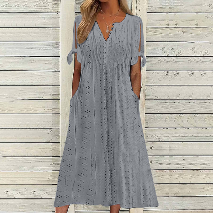 【🏆Najlepiej sprzedające się produkty】👗2025 Prosta i delikatna sukienka w jednolitym kolorze