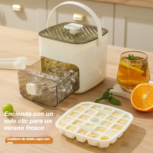 50%OFF🧊 Máquina de hielo portátil | Con tapa y recipiente para almacenar hielo (hace 48 cubitos de hielo a la vez)