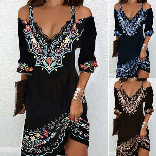 🌸【S ~ 5XL】 2025 wiosna lato nowe sukienki z nadrukiem