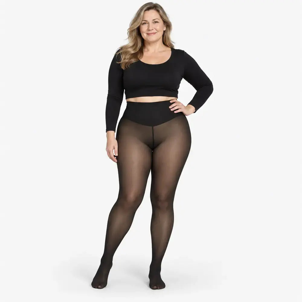 ✨【XS-3XL / 4 boje】 Tajice s podstavom od flisa i efektom prozirnosti; dizajn s jednim šavom sprijeda i straga – poluprozirne tajice koje služe kao osnovni sloj odjeće.