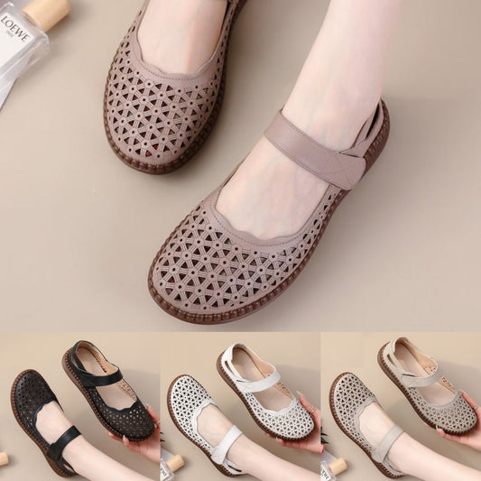 💕Płytkie, płaskie buty damskie w stylu francuskim z dziurkami na czubku, 💙oddychające i wygodne, 🤍Nie boją się upałów latem, nadają się do codziennego użytku, dojazdów do pracy i podróży, można je łączyć ze spódnicami i spodniami