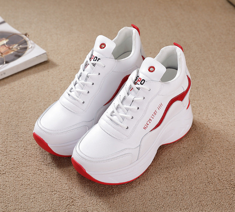 【35-40】🎉👟Nowe damskie skórzane buty sportowe z wysoką cholewką i grubą podeszwą, wodoodporne i wygodne