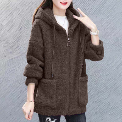 🔥✨【M-4XL】2025 Zimowa nowa moda damska pluszowa wełniana polarowa kurtka z kapturem