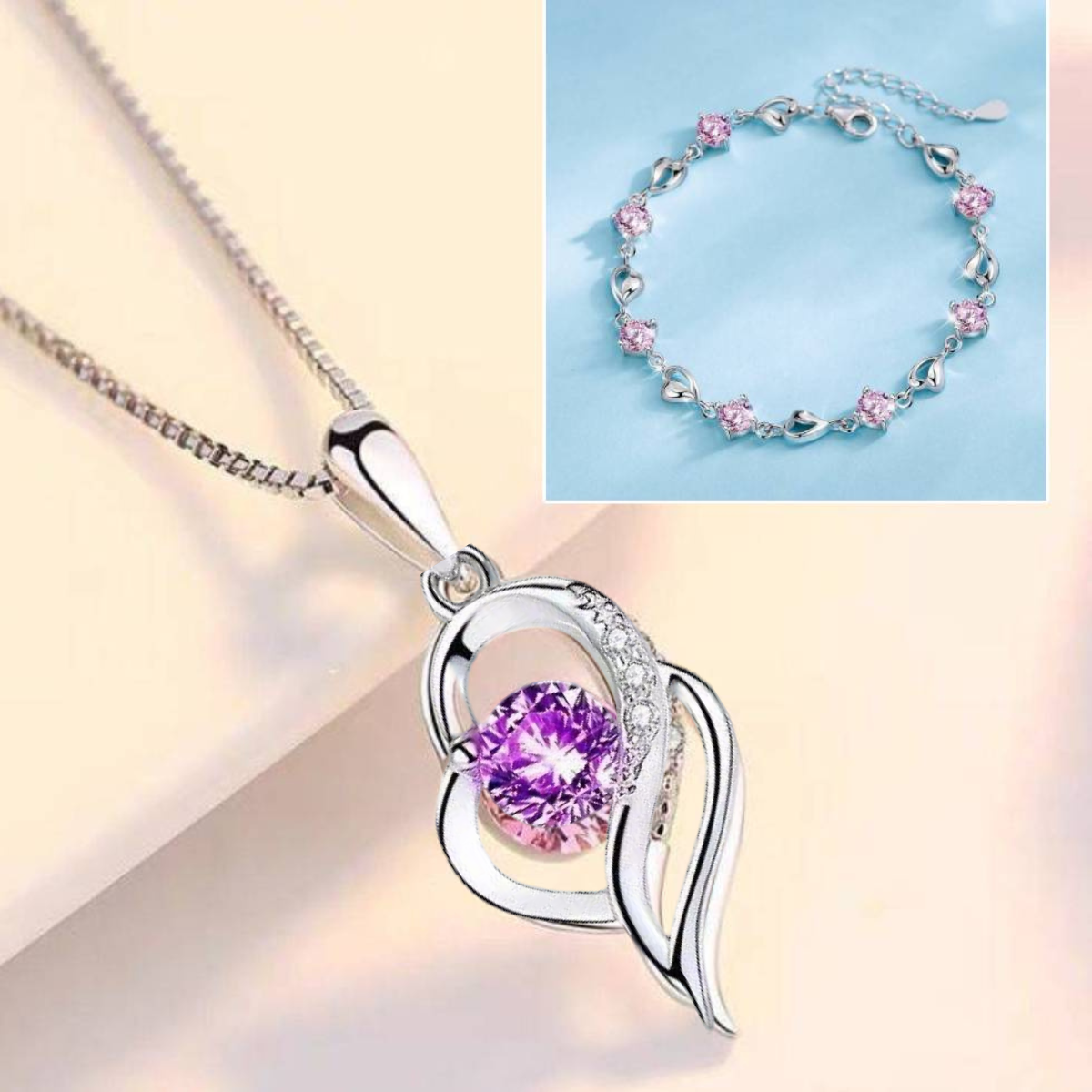 ✨💎💎【35% отстъпка】Комплект гривна и колие от сребро 925 „Сърцето на океана“