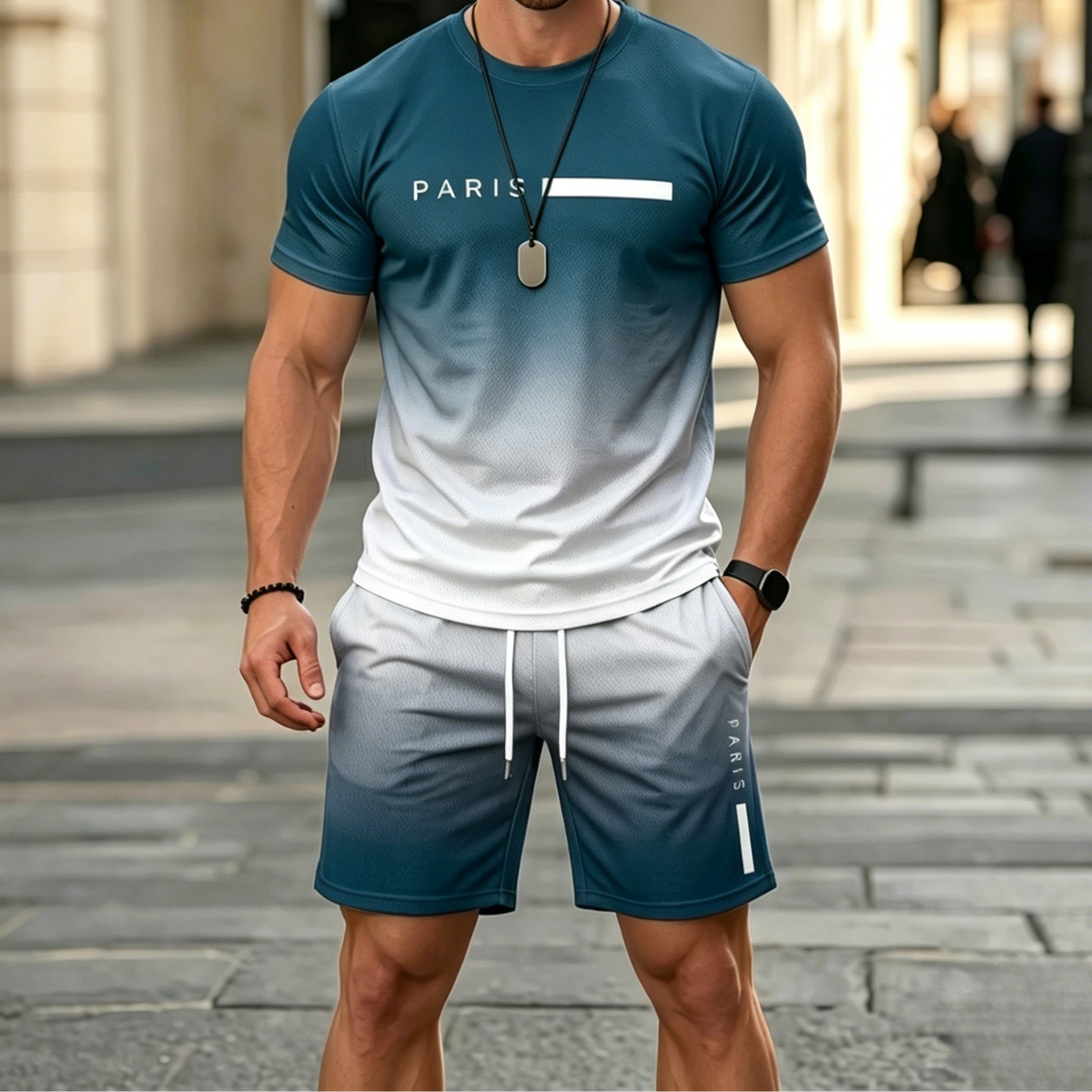 ✨【Pago contra entrega】Conjunto deportivo de verano de 2 piezas para hombre: cómoda camiseta de manga corta y pantalones cortos para uso diario y en casa.✅️Pago contra entrega