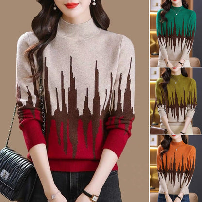 ✨🔥【S-3XL】2024 nowe jesienne i zimowe damskie swetry półgolf, modne topy z dzianiny-3827133