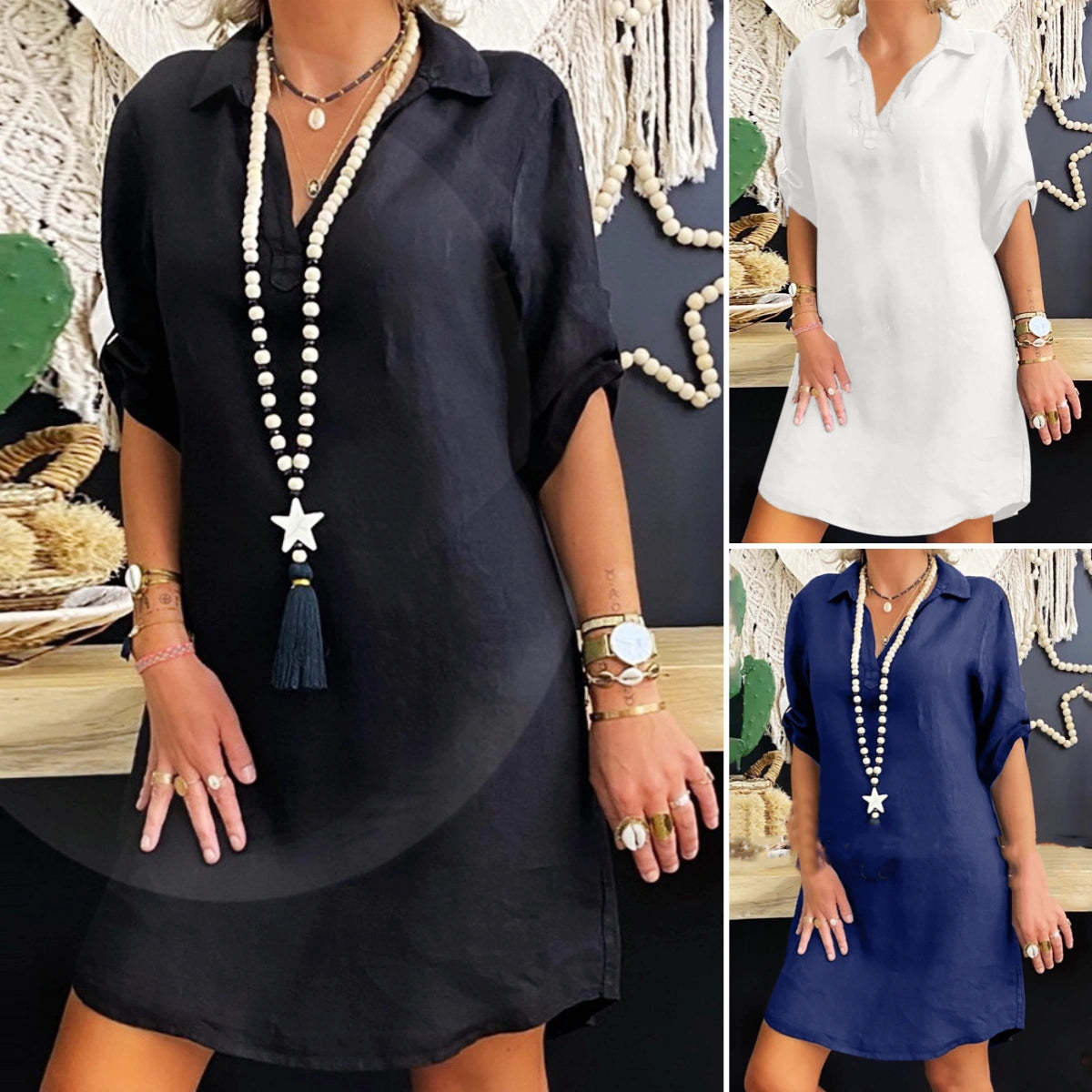 🔥🔥49% zniżki 【S-5XL】2025 Letnia moda damska prosta sukienka, oddychający materiał bawełniany i lniany