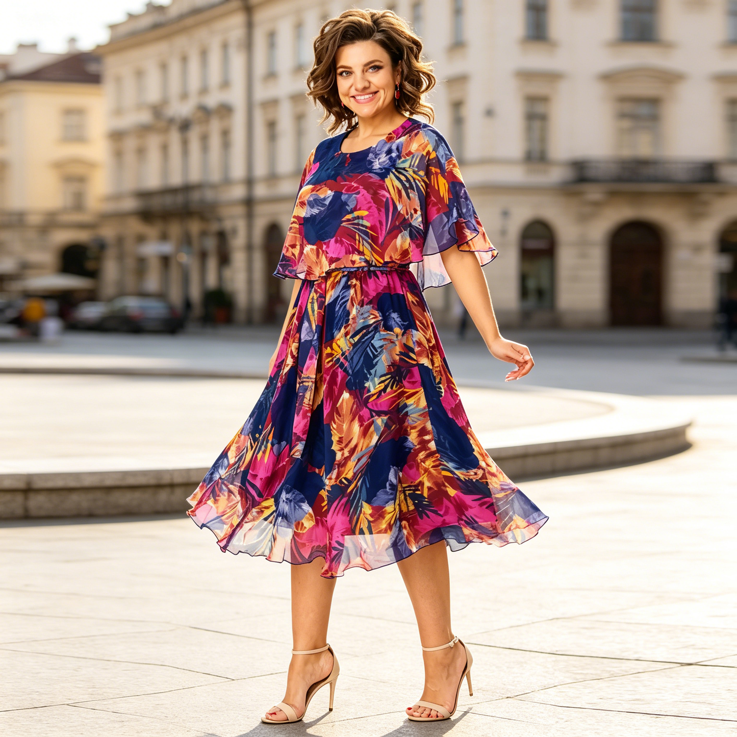 💃☀️【S-5XL】Vestido de malla estampado: corte ajustado, favorecedor y fácil de combinar.