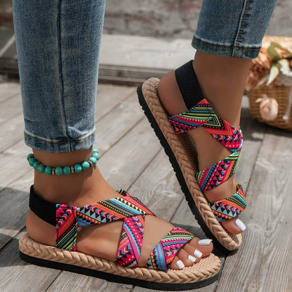 [50% de descuento] Bailarinas cruzadas de verano, suela suave, muy populares, diseñadas para mujeres de tallas grandes | Cómodas y que realzan la estatura | Tallas [36-43]