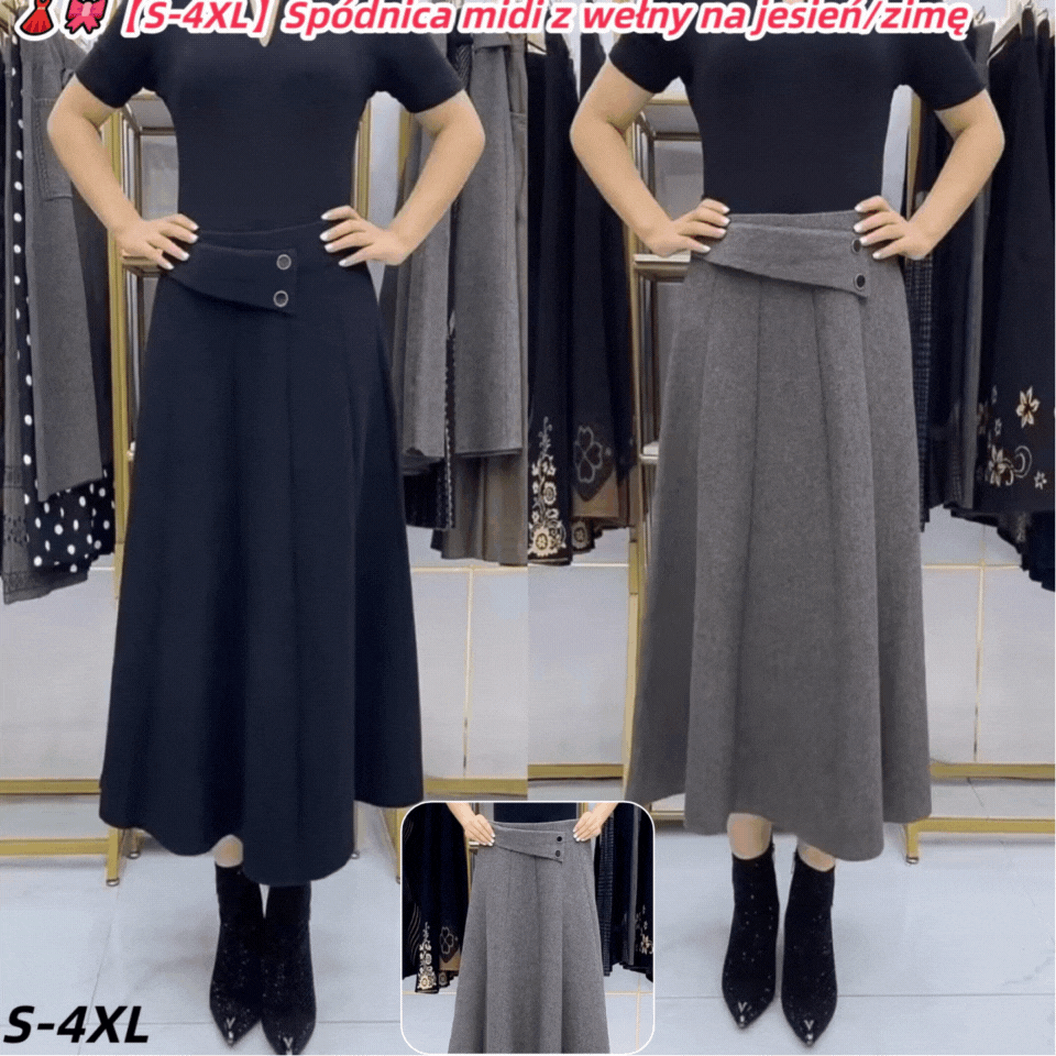 👗🎀【Płatność przy odbiorze】【S-4XL】Spódnica midi z wełny na jesień/zimę