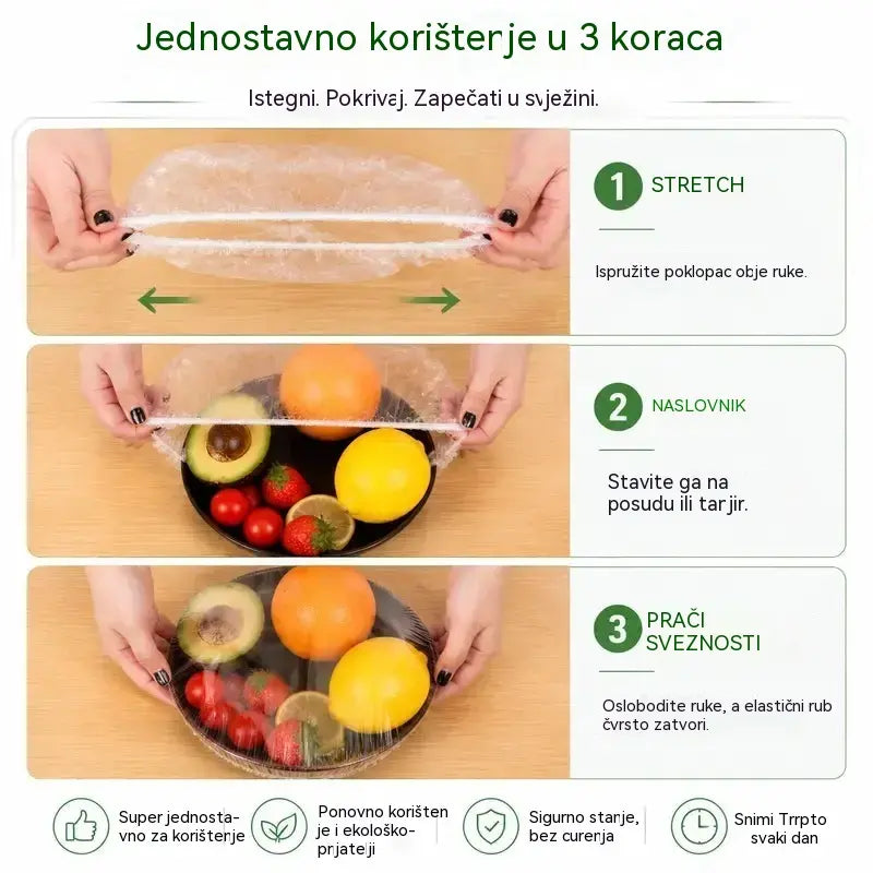⏳50% popusta🔥【3 pakiranja - 300 komada】🎉Što više kupujete, više štedite🎁Jednokratne rastezljive navlake za hranu, prikladne za zdjele i tanjure