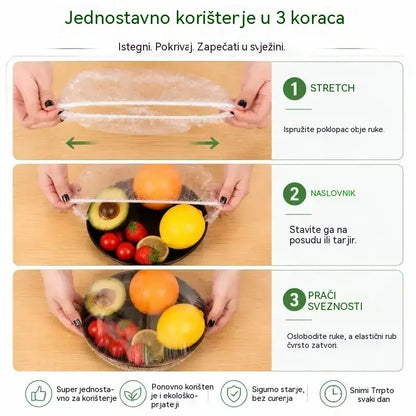 ⏳50% popusta🔥【3 pakiranja - 300 komada】🎉Što više kupujete, više štedite🎁Jednokratne rastezljive navlake za hranu, prikladne za zdjele i tanjure
