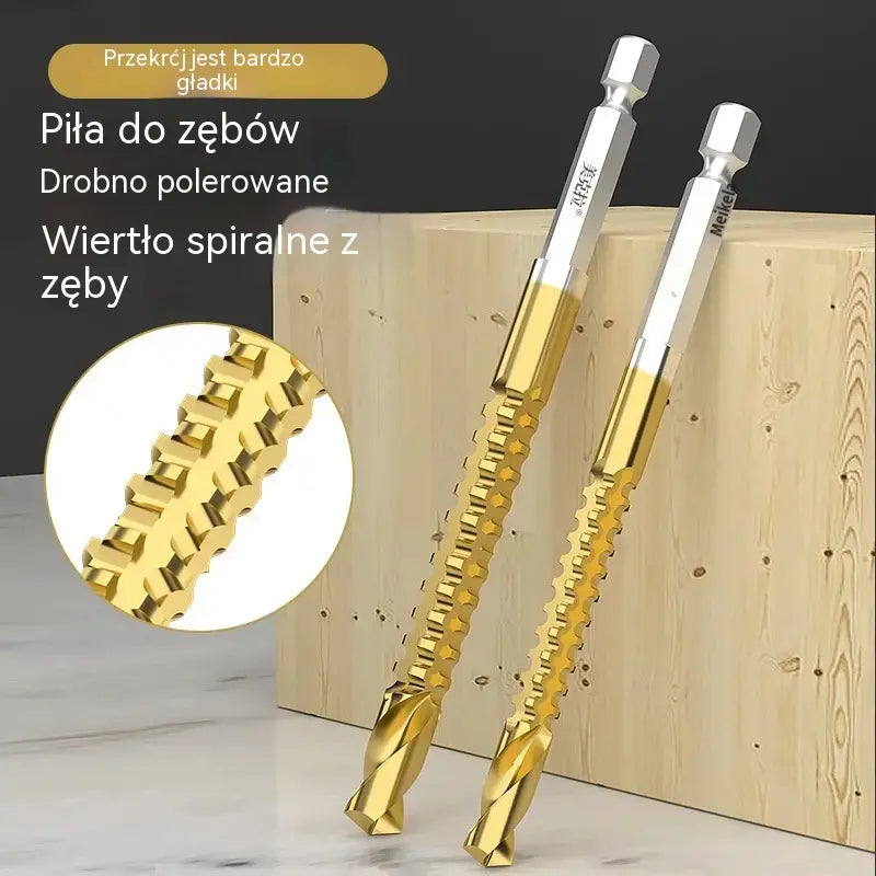 🛠️🔧 (6 sztuk) Wiertło spiralne 2 w 1 ze stali szybkotnącej pokrytej tytanem – trzpień sześciokątny, odpowiednie do wiercenia i rowkowania w drewnie i metalu🔩