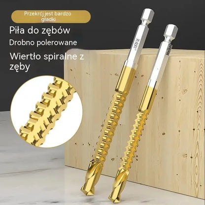 🛠️🔧 (6 sztuk) Wiertło spiralne 2 w 1 ze stali szybkotnącej pokrytej tytanem – trzpień sześciokątny, odpowiednie do wiercenia i rowkowania w drewnie i metalu🔩