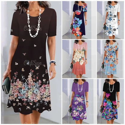 👗💖【S-5XL】Vestido sexy de cuello redondo con estampado 2025 para mujer.