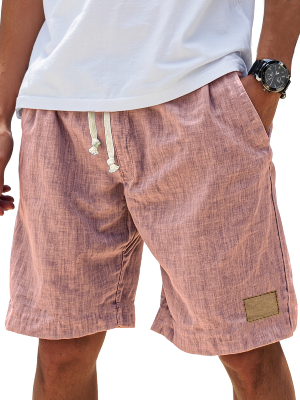 ⏳🔥【Último día al 50%】👖 【S-5XL】【55-110 kg】Pantalón corto casual hombre 2026 efecto lino con cordón (tallas grandes).