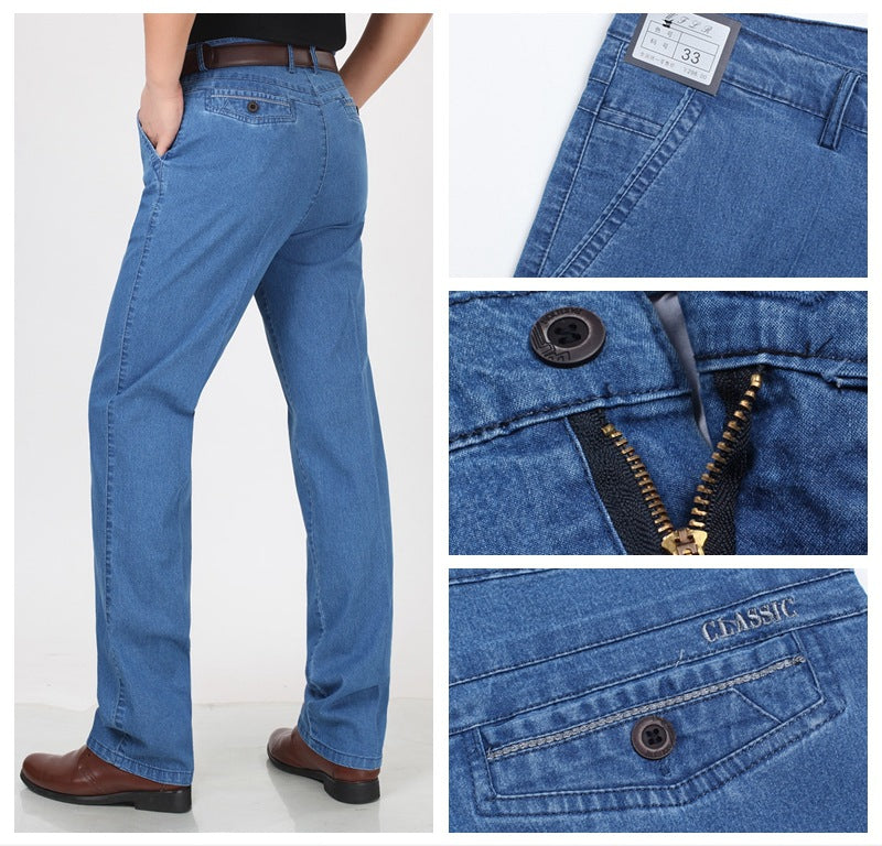 👖👖【Oferta por tiempo limitado al 50%】Jeans elásticos de alta calidad para hombre, diseño entallado, corte recto holgado, transpirables y cómodos.