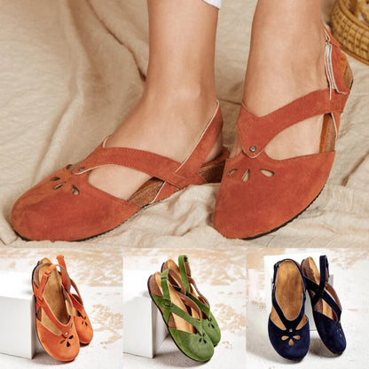 🎀【35-44】2025 Lato Moda Proste i Eleganckie Damskie Okrągłe Noski Skórzane Płaskie Casualowe Sandały