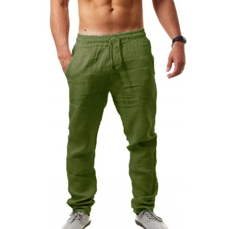 👖 50% de descuento💥【40-120 kg】Pantalones deportivos casuales de algodón y lino para hombre, tallas grandes, corte holgado ✅️Pago contra entrega