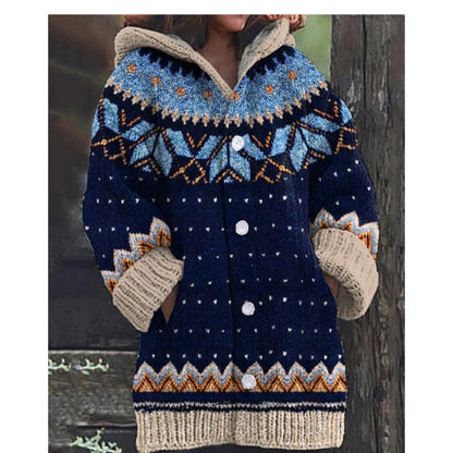 🔥✨【50% отстъпка🎉】【S-5XL】Ново есенно/зимно елегантно цветно ретро яке с качулка