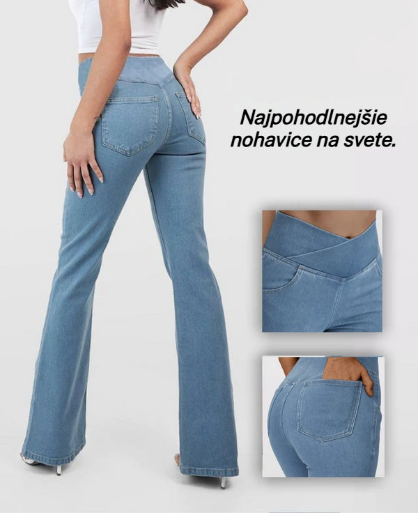 🔥✨【XS-4XL】🍁🎉Nové skinny džínsy s vysokým pásom a širokými nohavicami na začiatok jesene - zoštíhľujúce a zdvíhajúce zadok