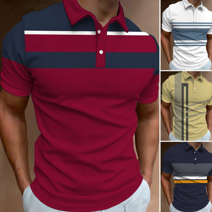 🔥【50% zniżki na jedną sztukę】👔【S-6XL】Nowa, letnia męska koszulka POLO w paski z nadrukiem 3D-3924591
