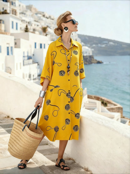 😍【S-3XL】Vestido camisero holgado talla grande con bolsillos – Estilo diario cómodo 2026 ✅Pago contra reembolso