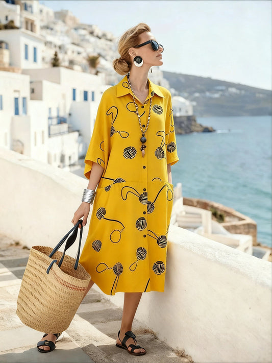 😍【S-3XL】Vestido camisero holgado talla grande con bolsillos – Estilo diario cómodo 2026 ✅Pago contra reembolso