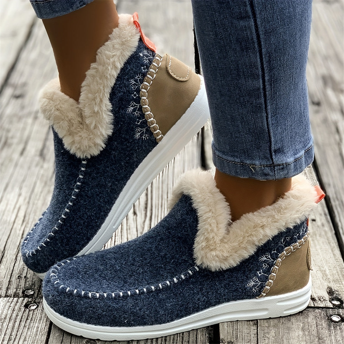 【36-43】2024 Nowe krótkie buty damskie z podszewką z pluszu-3769647