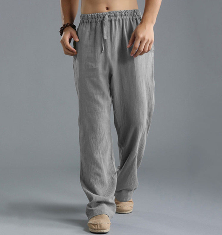 🌿 50% de descuento🔥 Pantalones casuales de lino para hombre en tallas grandes, holgados y transpirables ✅️Pago contra entrega