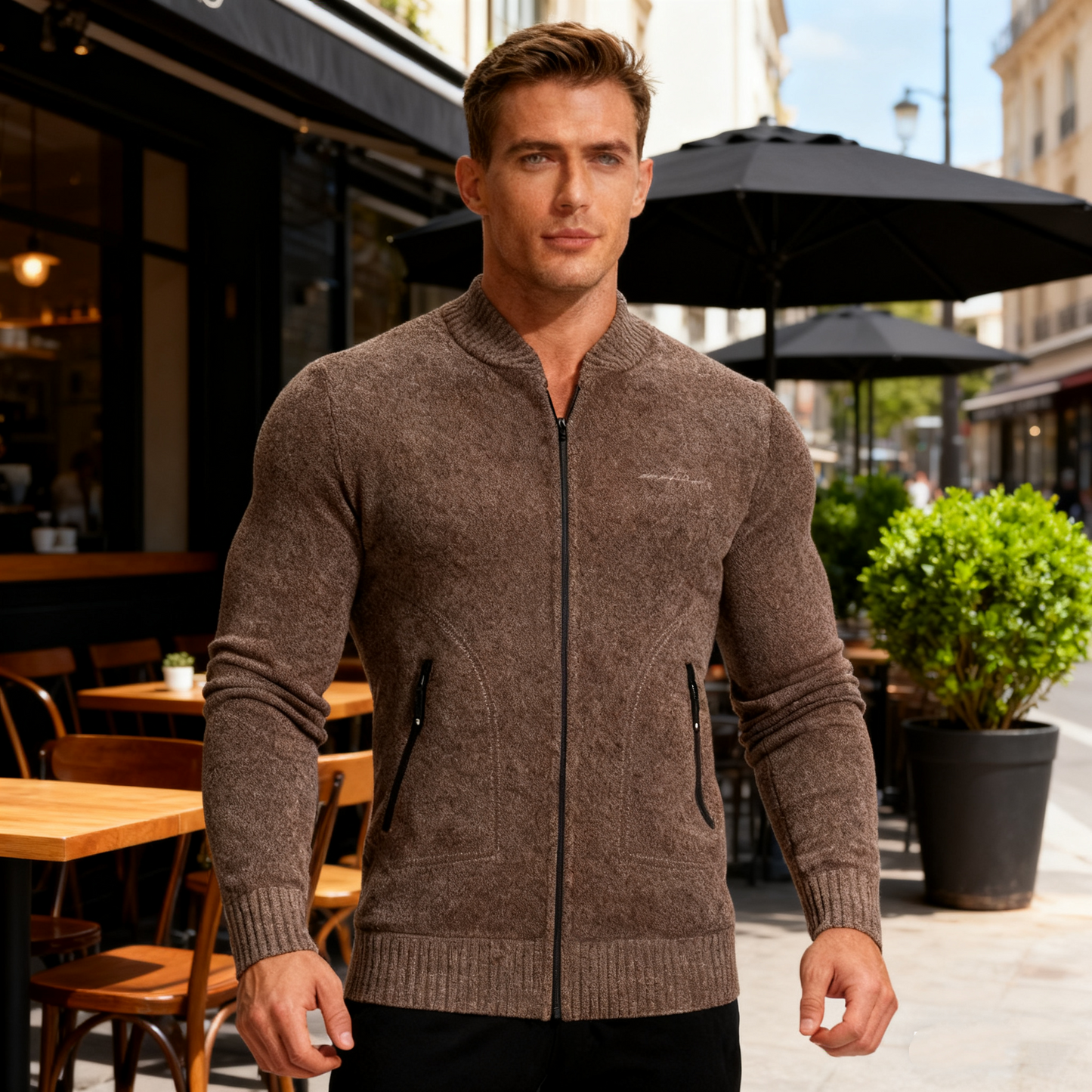 🔥【Forró akció】👔【M-4XL】Őszi és téli új férfi kabát magas gallérral és cipzárral, kiváló minőségű anyagból és temperamentumos, magas szabású szabással