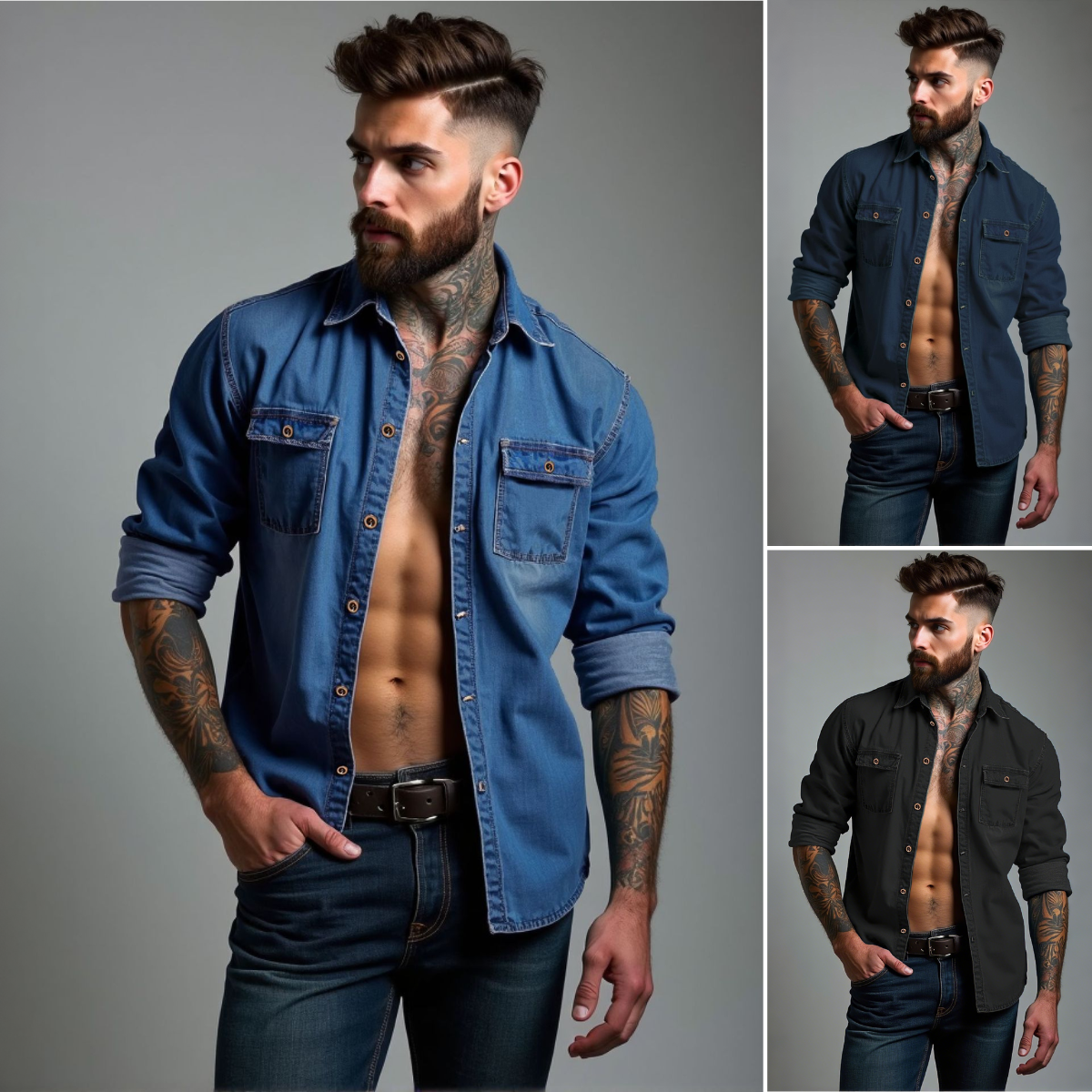 👔50% de descuento🔥【40-120kg】Camisas vaqueras de tallas grandes para hombre ✅Pago contra entrega