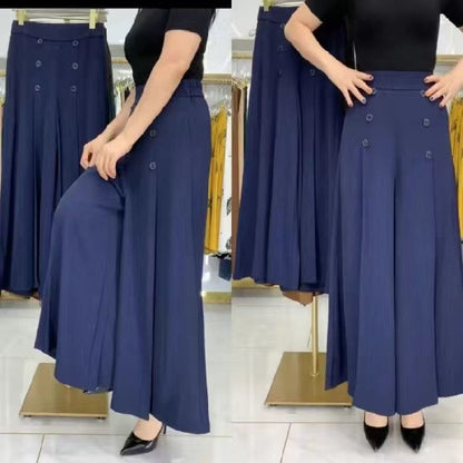 🔥✨【Ограничени количества】【M-5XL】Модерни дамски ежедневни плисирани панталони с висока талия и широки крачоли