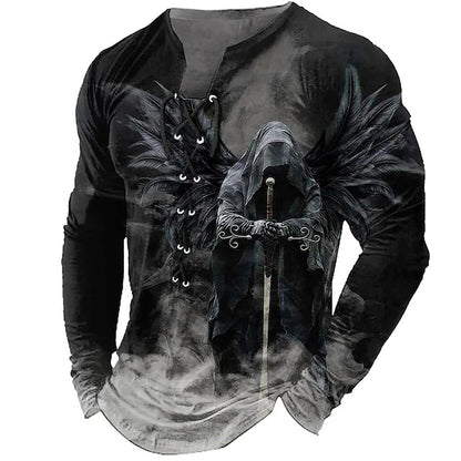 🦁🦁Męski, swobodny T-shirt z długim rękawem i nadrukiem 3D【Darmowa wysyłka, płatność przy odbiorze】