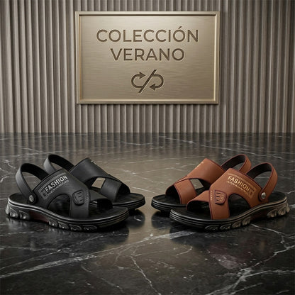 🐂✨【38-47】Nuevas sandalias de playa de cuero con suela gruesa para hombre