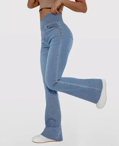 🔥✨【XS-4XL】🍁🎉Nové skinny džínsy s vysokým pásom a širokými nohavicami na začiatok jesene - zoštíhľujúce a zdvíhajúce zadok