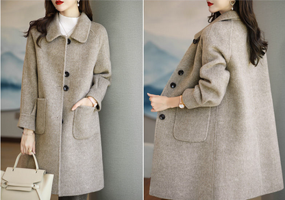 🔥🌸🔥Nowa wełniana kurtka grubszą na jesień/zimę 2025, średniej długości, slim fit