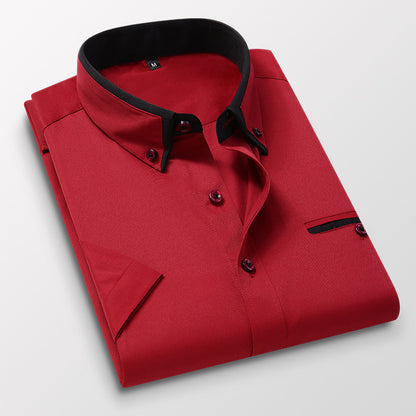 【M-5XL】 Męska, wysokiej jakości, elastyczna, wygodna koszula biznesowa z długim rękawem-3906690