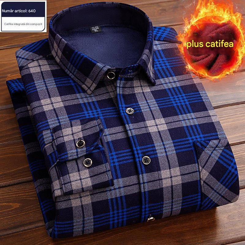 👔【L-4XL】Ciepła koszula w aksamitną kratę na jesień i zimę ✅【45-95kg】-3811817