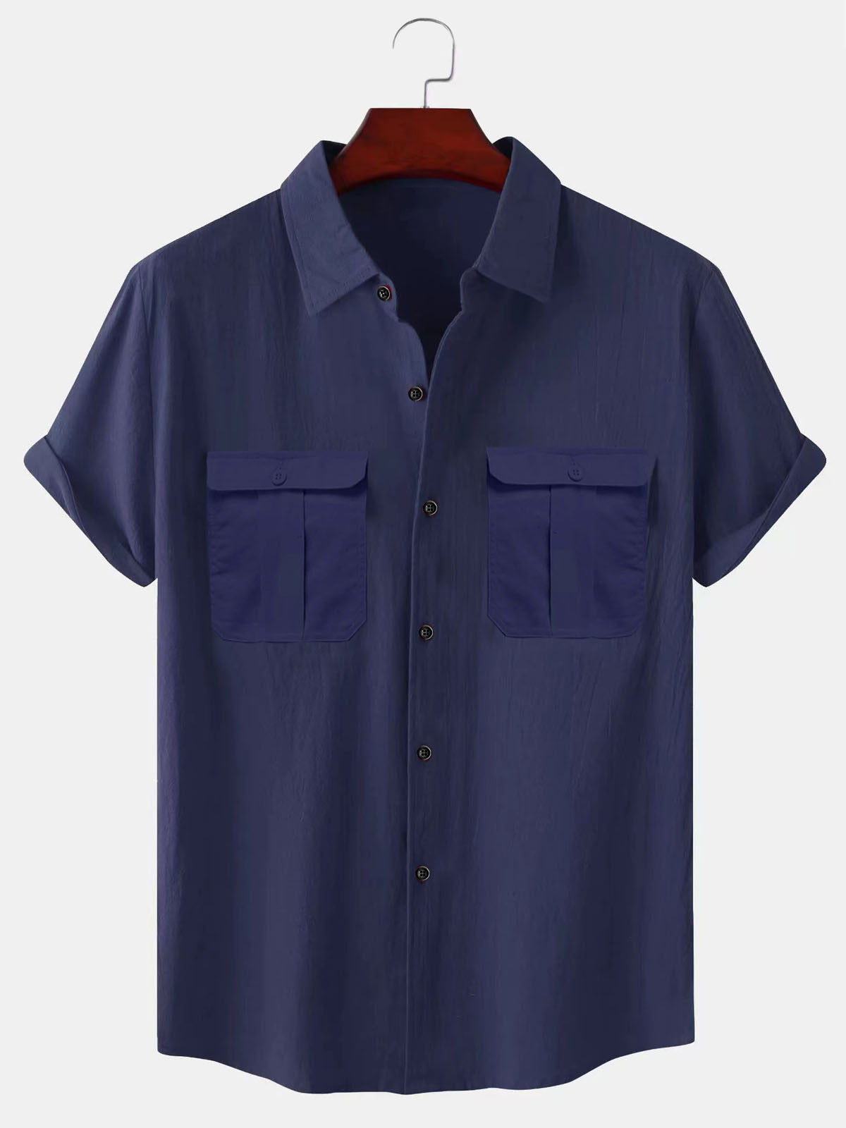 👕Wyprzedaż letnia [M-5XL] Europejska i amerykańska letnia moda jednokolorowa popularna męska prosta lniana koszula, lekki dojrzały styl casualowy