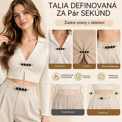 ✨ Elegantné perlové spony na úpravu pása a výstrihu (sada 12 kusov: 6 štýlov po 2 kusoch) 👗 | 💎 Bez nutnosti šitia · Elegantné a praktické