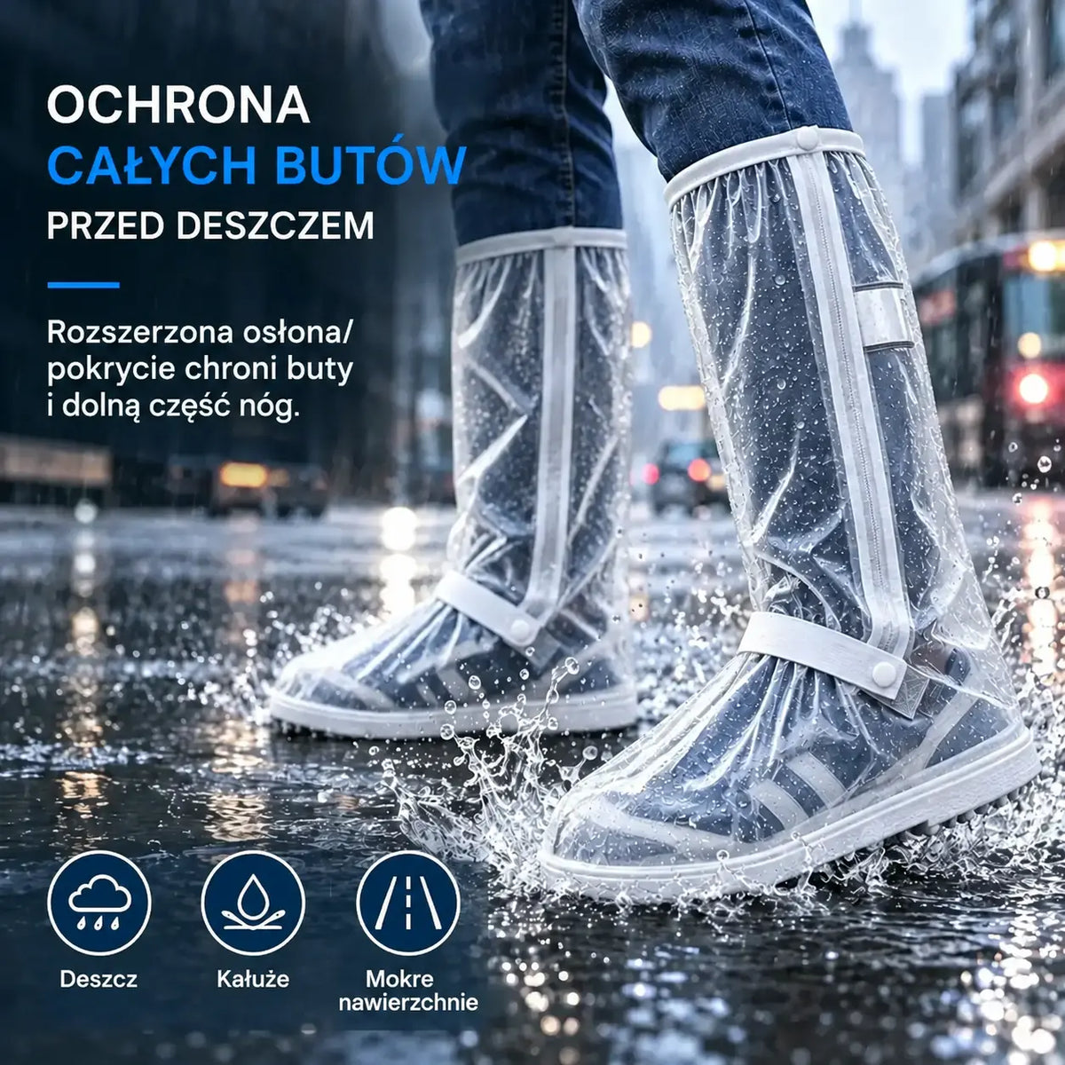 【1 para】Chroń swoje sneakersy przed deszczem! Wytrzymałe, wodoodporne ochraniacze na buty: antypoślizgowe i składane – łatwe do schowania w torbie 🌧️