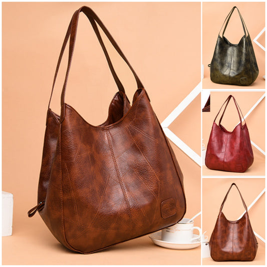 🌈👜Нова мека кожена чанта за рамо с голям капацитет - Многофункционална модна дамска чанта✨