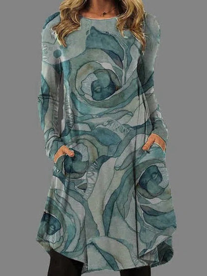 🍃🔥【S-5XL】2025 Wiosna Nowa Elegancka Swobodna Retro Etniczna Stylowa Drukowana Sukienka