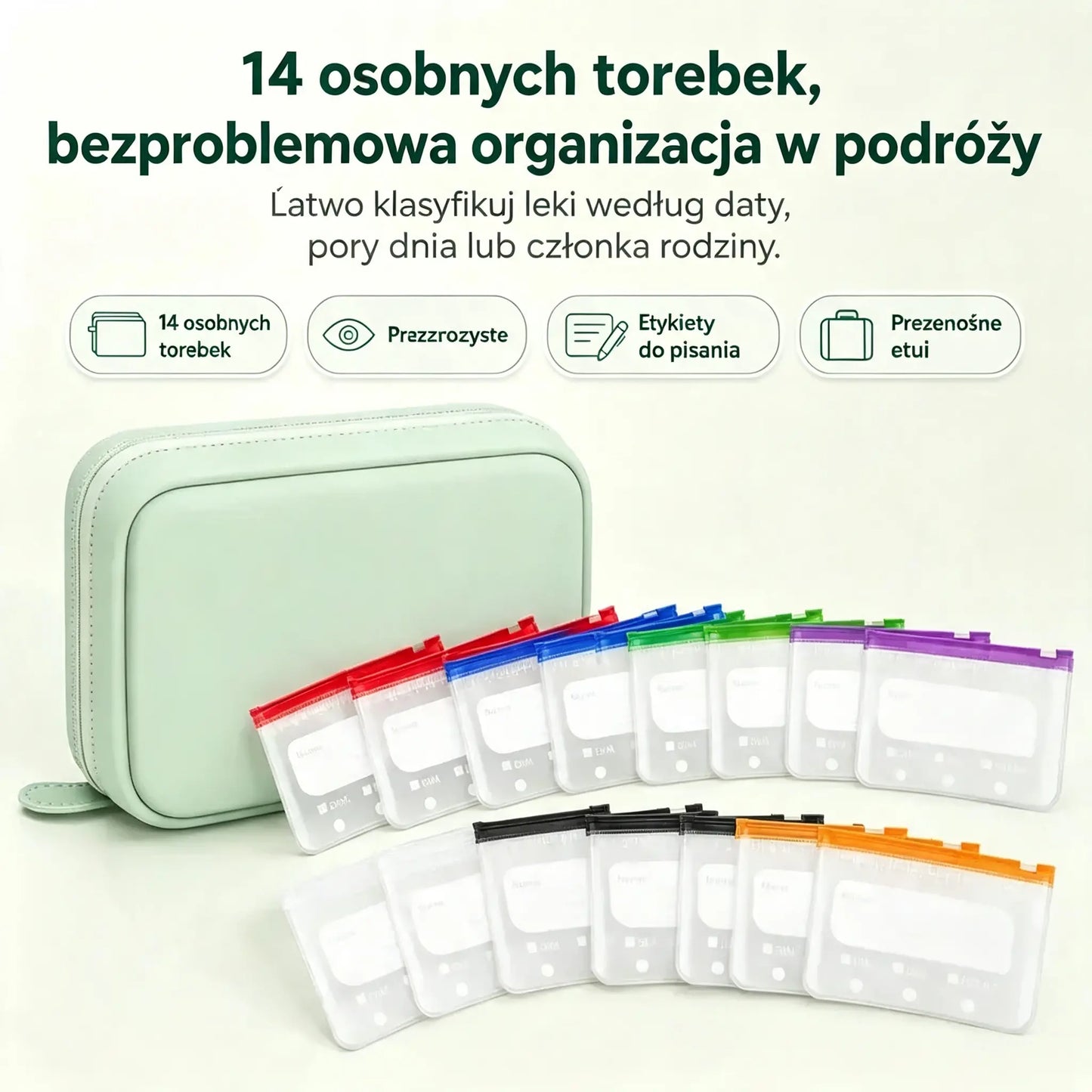 💊 Przenośna torba do przechowywania i organizacji leków — zachowaj porządek i bezpieczeństwo swoich tabletek. Zabierz swoje leki ze sobą, gdziekolwiek zechcesz!